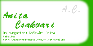 anita csakvari business card
